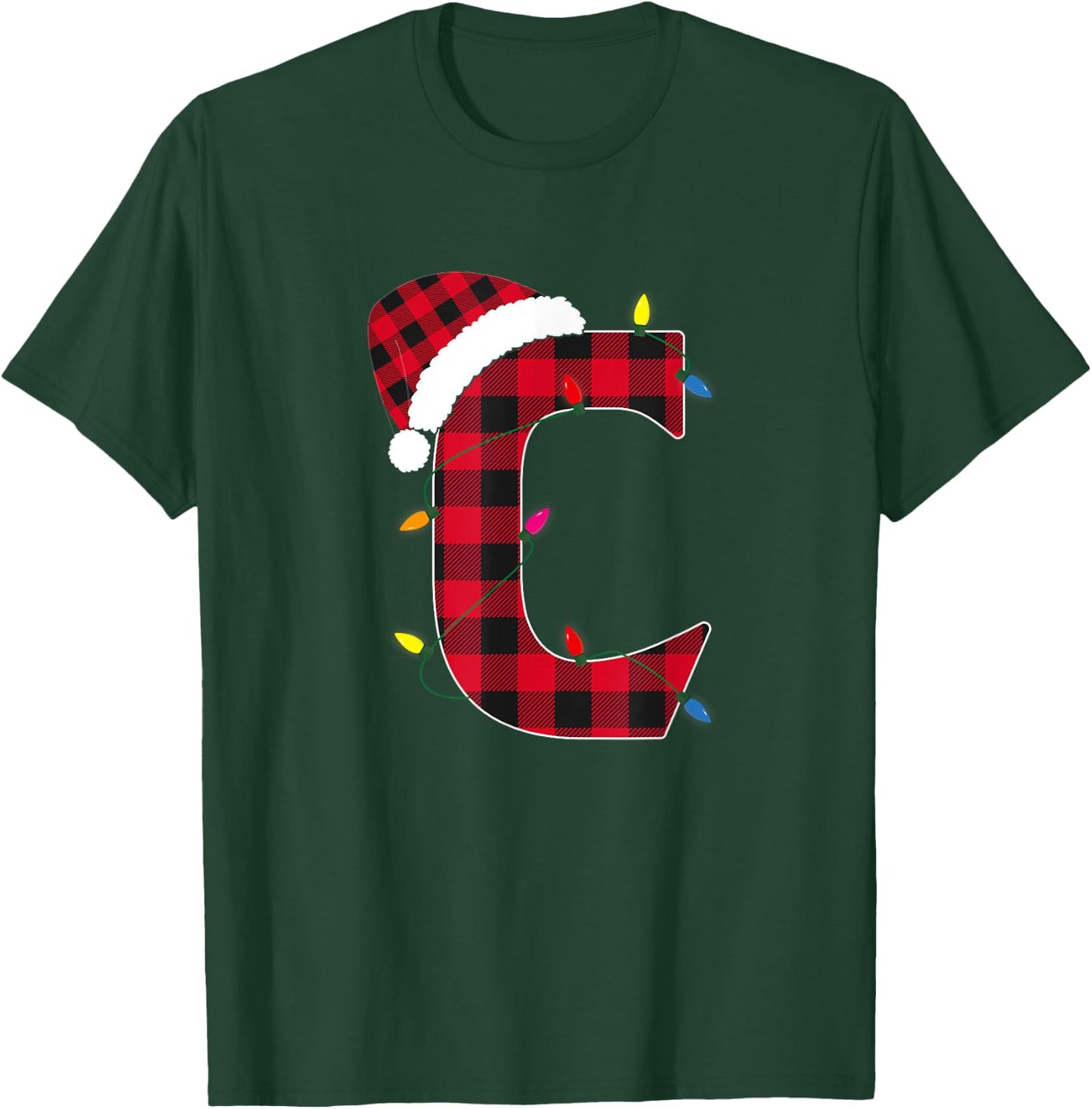 Awesome Letter C Initial Name Buffalo Plaid Christmas Pajama T-Shirt - T-Shirt | Forest