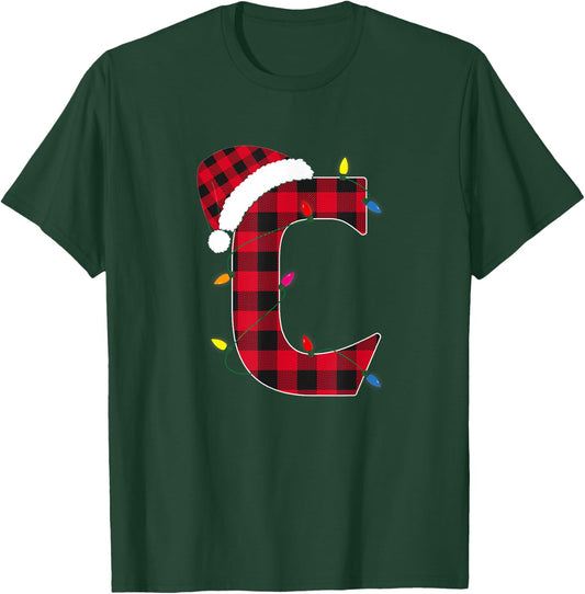 Awesome Letter C Initial Name Buffalo Plaid Christmas Pajama T-Shirt - T-Shirt | Forest