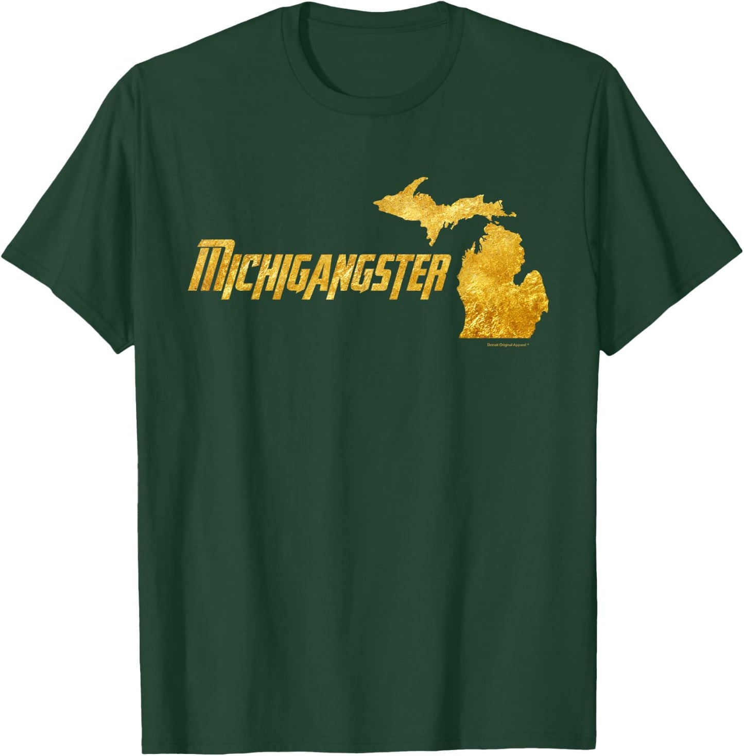 Michigangster Gold Detroit Michigan Midwest Mitten T-Shirt - T-Shirt | Forest
