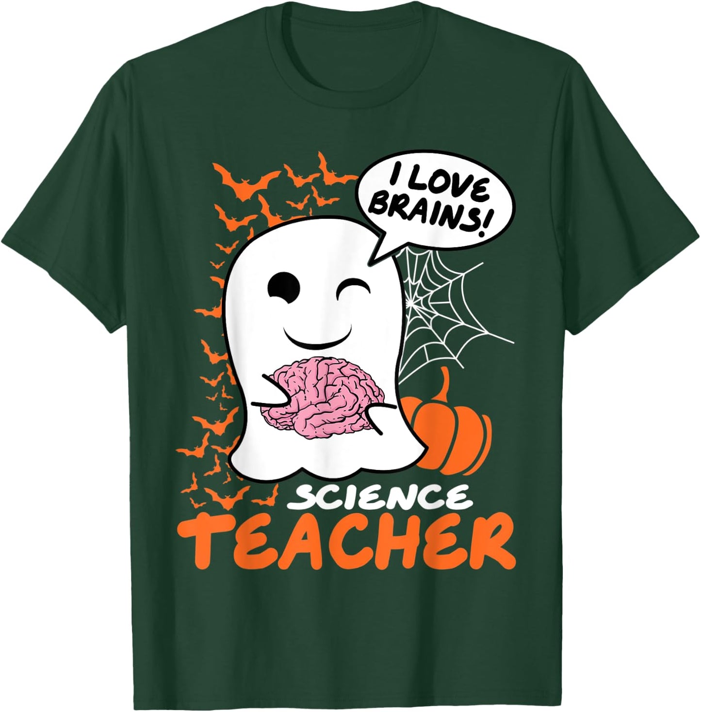 Science Teacher Cute Ghost Halloween Teacher Men Women T-Shirt - T-Shirt | Forest