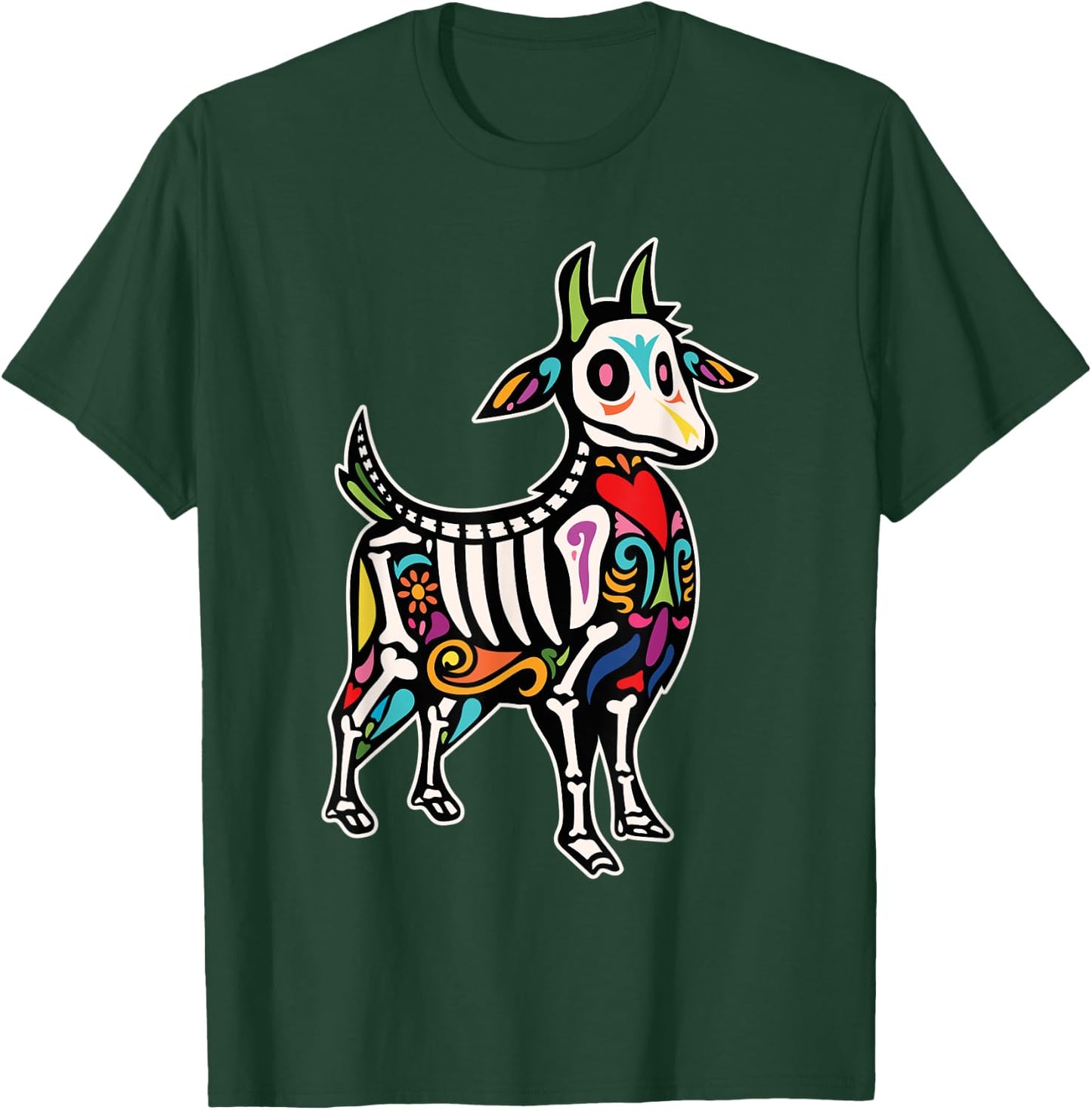 Goat Sugar Skull Mexican Day of the Dead Dia De Muertos T-Shirt - T-Shirt | Forest