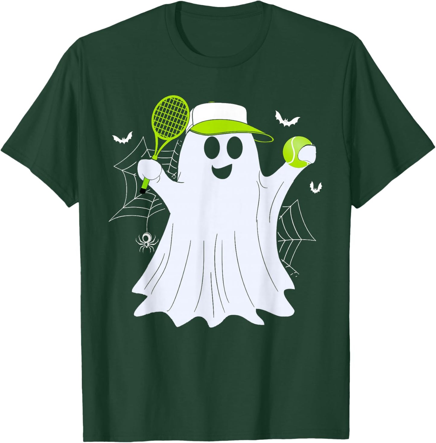 Boo Ghost Playing Tennis Funny Halloween Tennis Costume T-Shirt - T-Shirt | Forest
