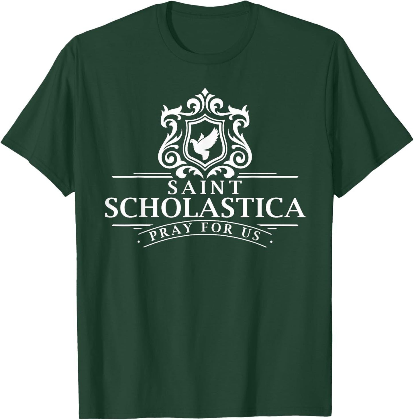 St Scholastica Benedict Catholic Saints Benedictine Pray Us T-Shirt - T-Shirt | Forest