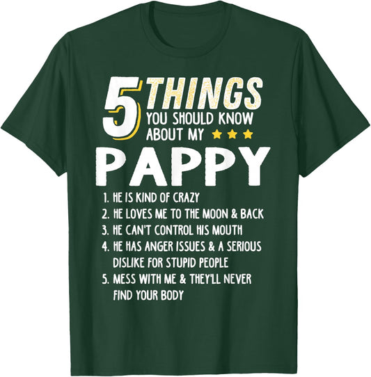 Funny 5 Things Grandpa Pappy Shirt Crazy Gift T-Shirt - T-Shirt | Forest