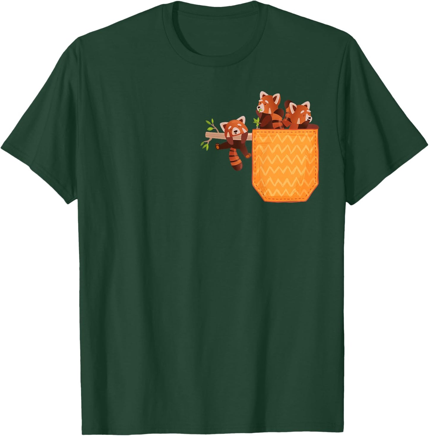 Red Panda In Pocket Funny Red Pandas Animal Lover Graphic T-Shirt - T-Shirt | Forest