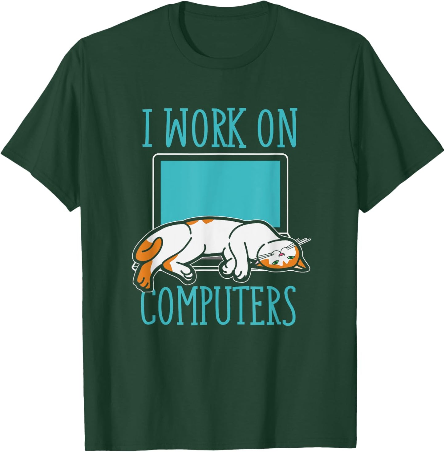 Funny Cats and Computers Laptop for pet lovers T-Shirt - T-Shirt | Forest