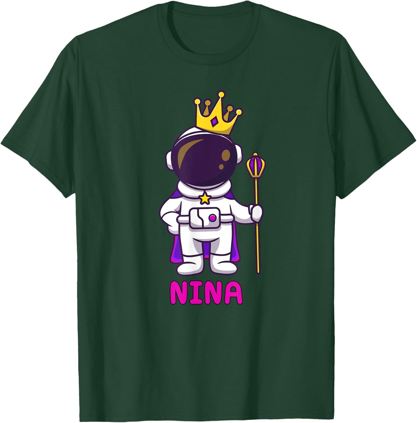 NINA Personalized Name Astronaut Birthday Queen T-Shirt - T-Shirt | Forest