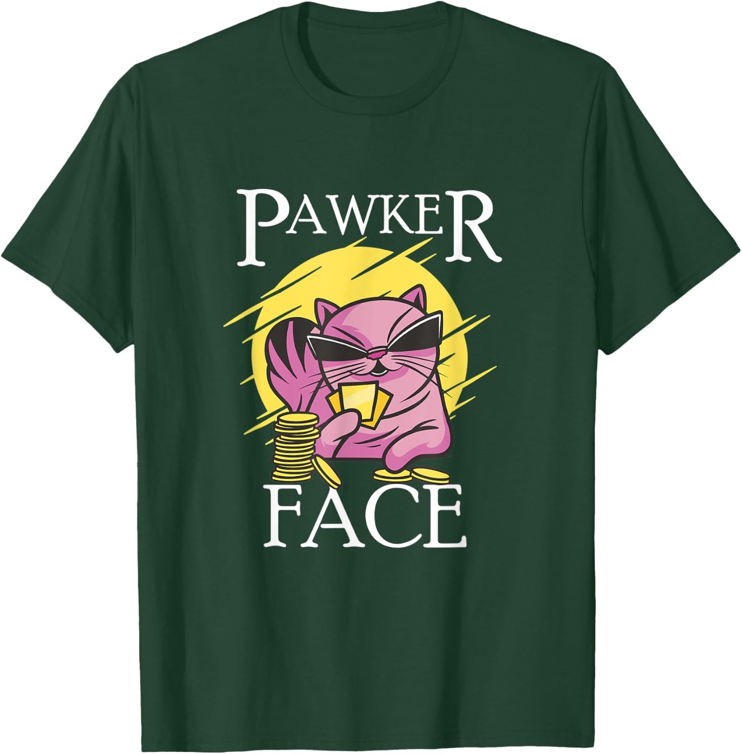 Pawker Face Poker Face - Cat Plays Poker T-Shirt - T-Shirt | Forest