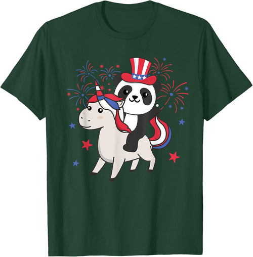 Panda With Unicorn For The Fourth Of July Fireworks For Kids