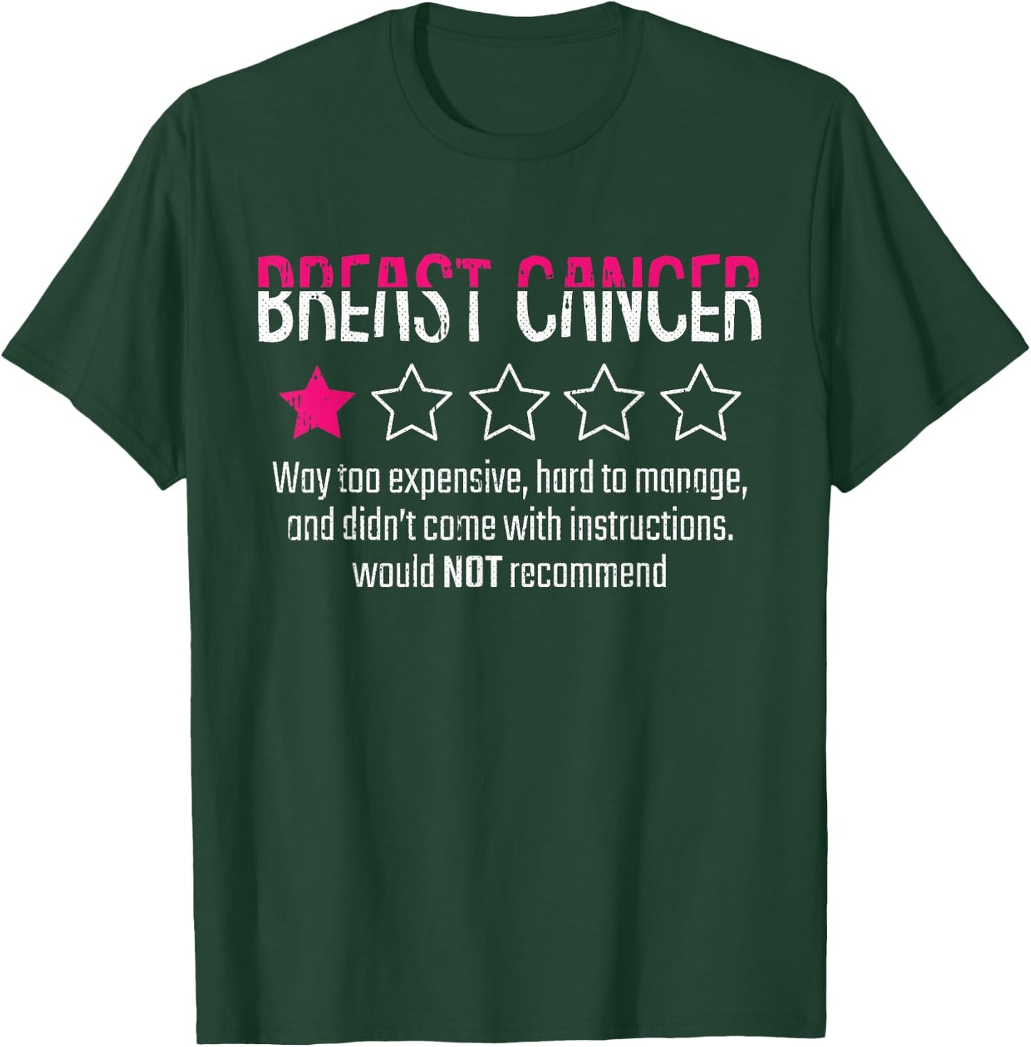 1 Star Rating Breast Cancer Awareness Funny Fighter T-Shirt - T-Shirt | Forest