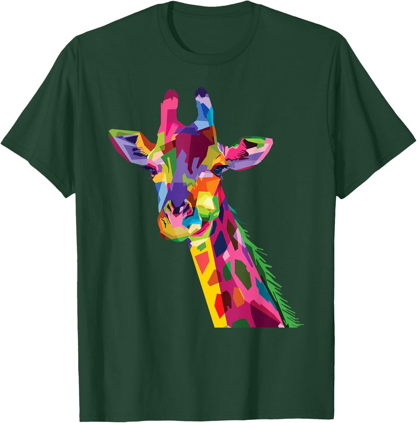 Color Critters Cute Rainbow Giraffe Display Vibrant Zoo Giraffe T-Shirt - T-Shirt | Forest