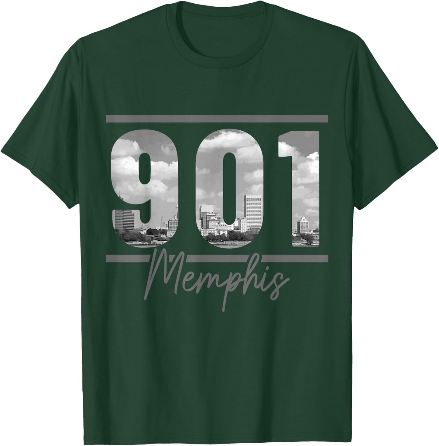 Memphis 901 Area Code Skyline Tennessee Vintage T-Shirt - T-Shirt | Forest