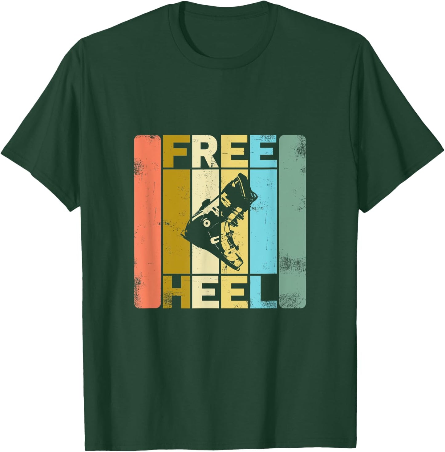 Free Heel Skiing Telemark Ski Retro T-Shirt - T-Shirt | Forest