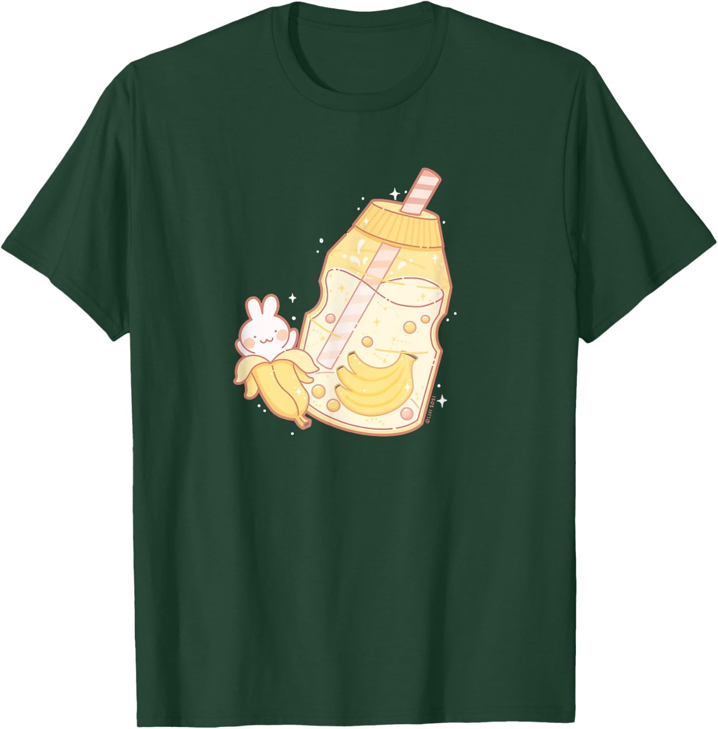Banana Milk Drink Cute Bunny Kawaii Aesthetic T-Shirt - T-Shirt | Forest