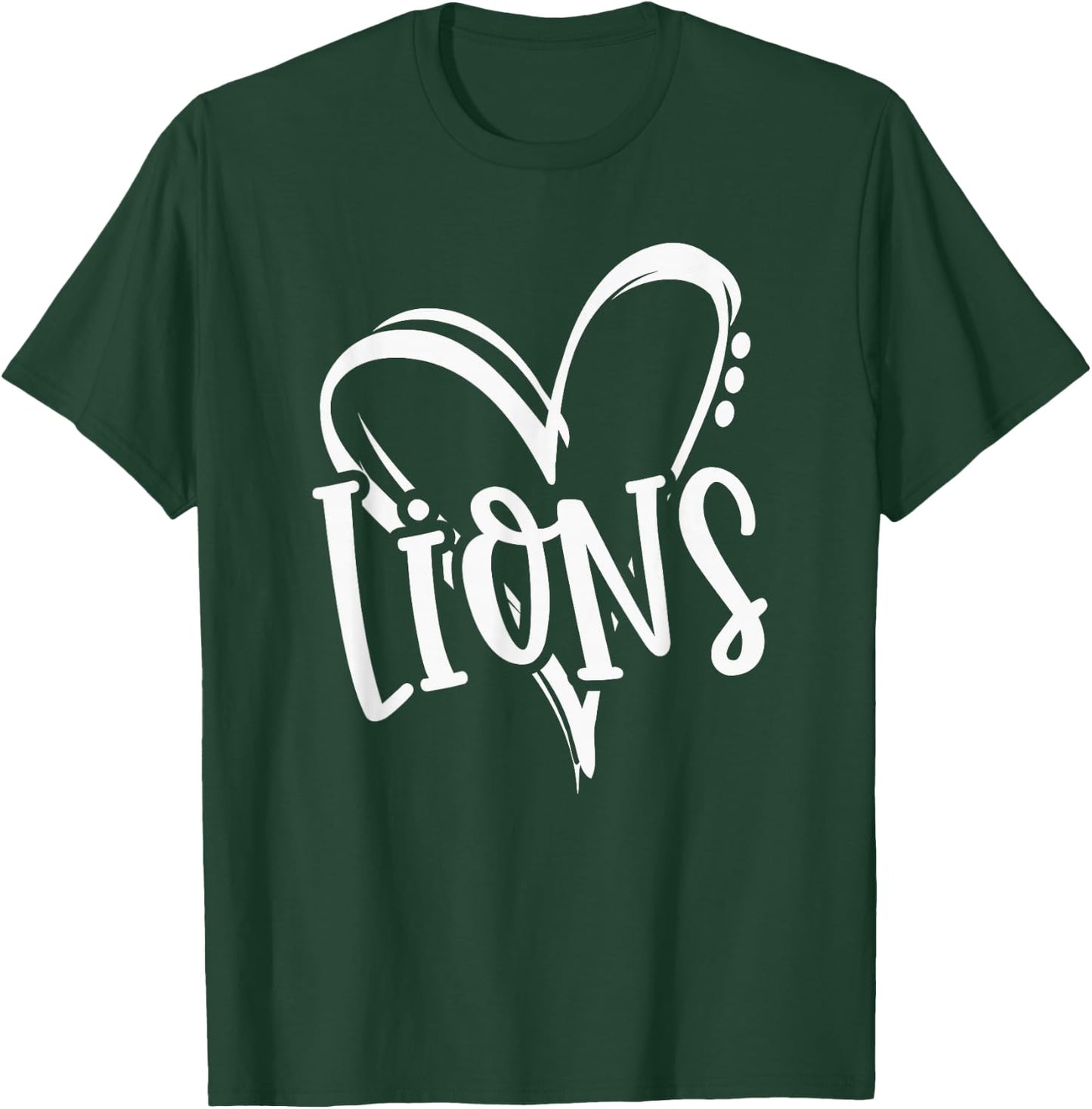 Lions School Sports Fan Team Spirit Heart T-Shirt - T-Shirt | Forest