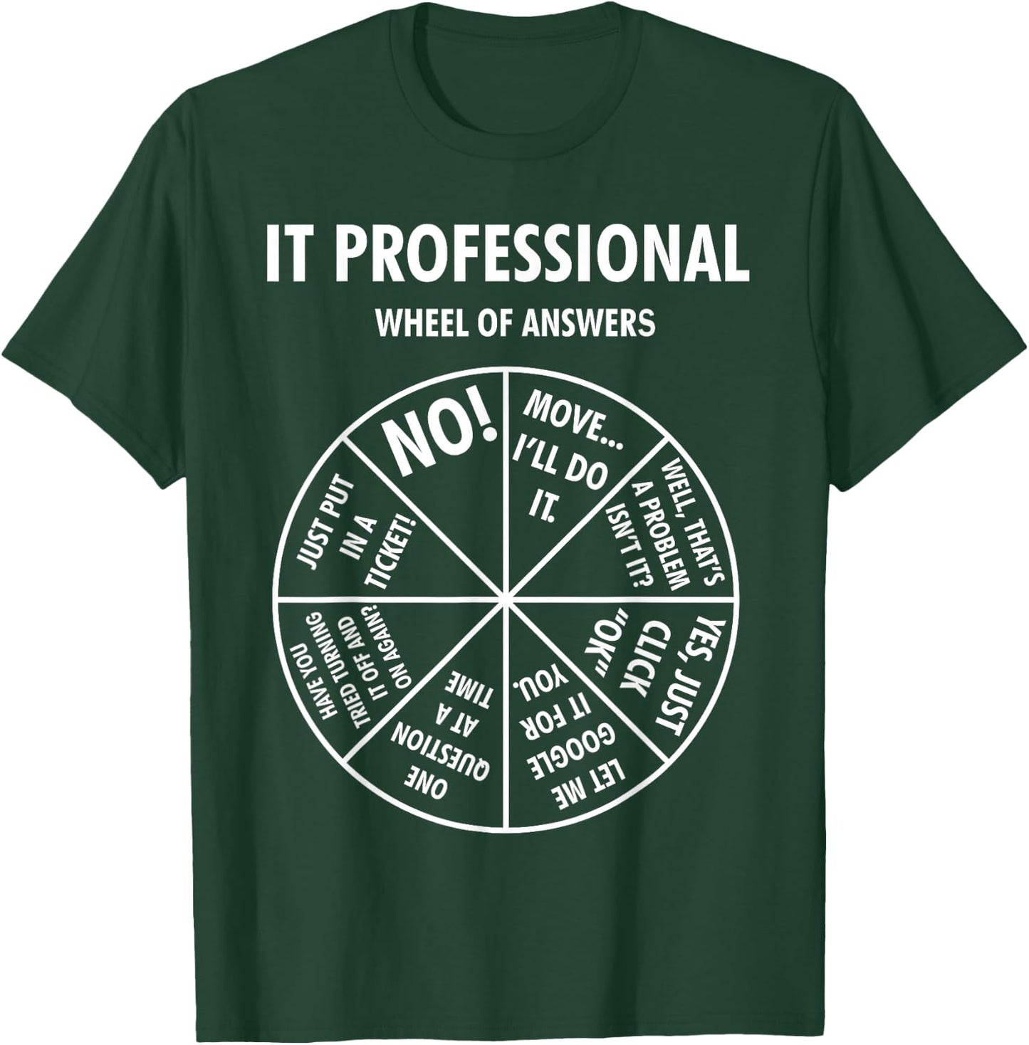 IT Professional Wheel Of Answers Funny Tech Support Joke T-Shirt - T-Shirt | Forest
