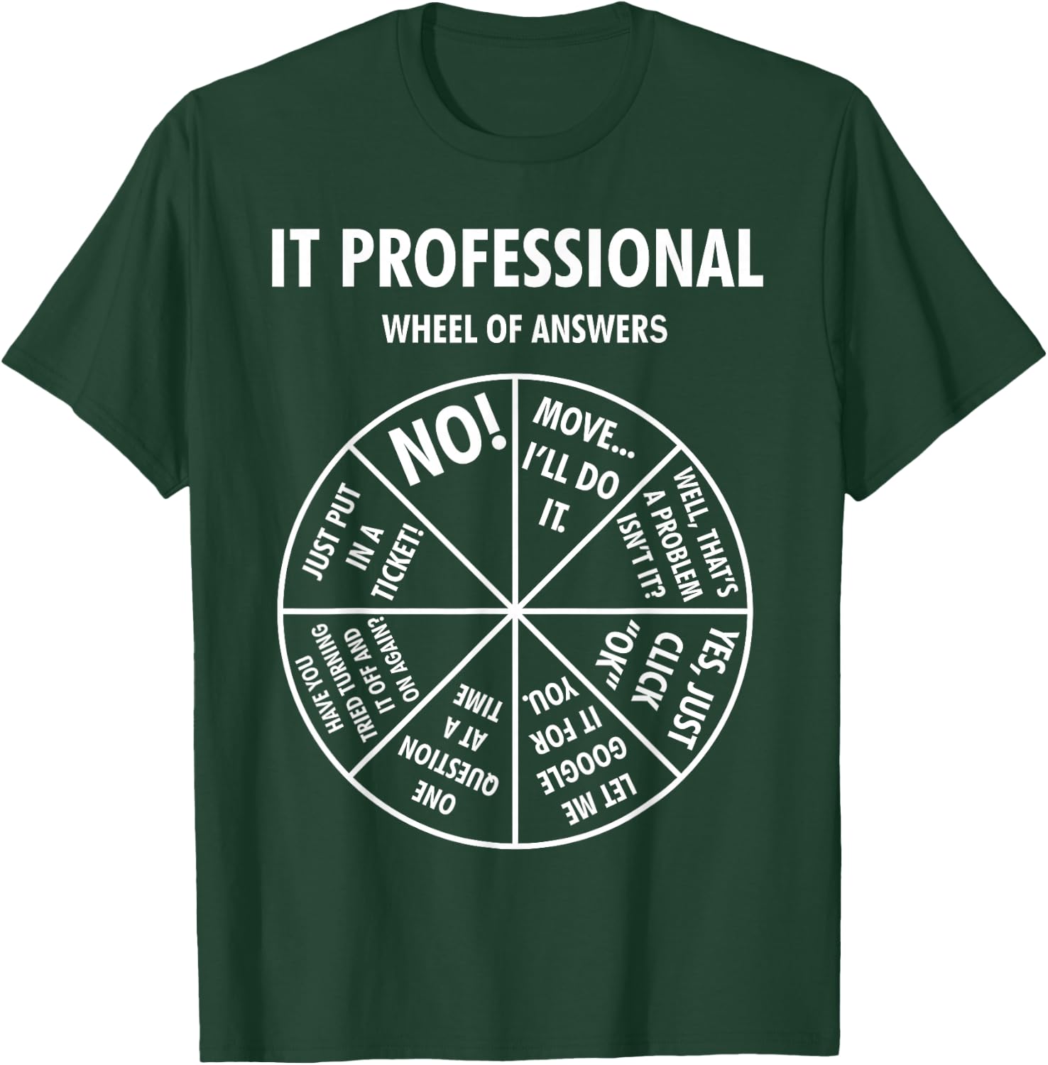 IT Professional Wheel Of Answers Funny Tech Support Joke T-Shirt - T-Shirt | Forest
