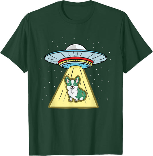 Corgi Zombie Ufo Abduction T-Shirt - T-Shirt | Forest