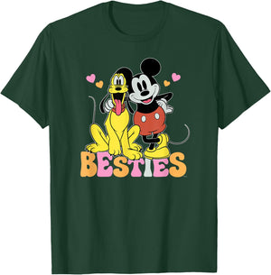 Disney Mickey Mouse Pluto Besties BFF Best Friends Valentine T-Shirt - T-Shirt | Forest