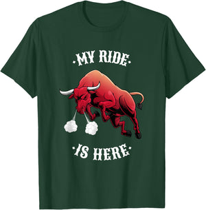 Funny Rodeo Bull Riding Cowboy Men Women Boys Girls Kids T-Shirt - T-Shirt | Forest