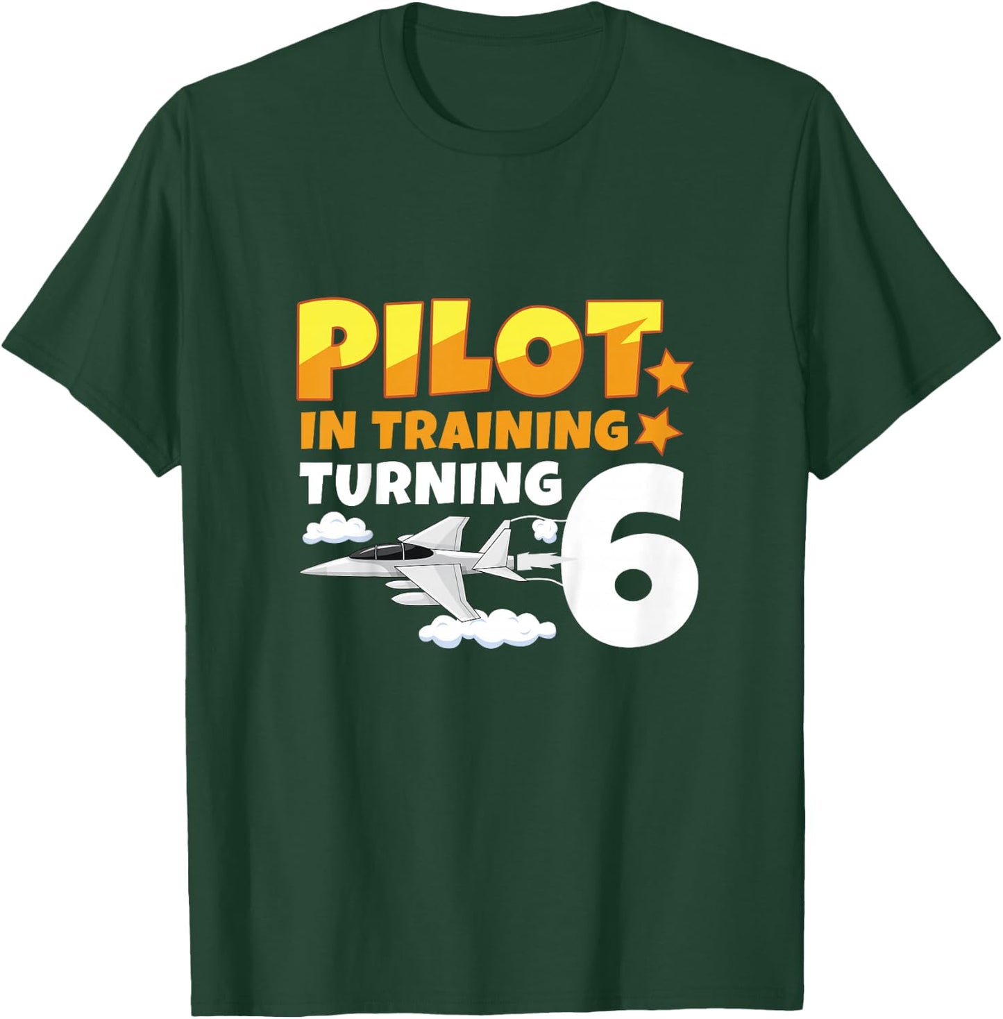 Pilot Training Turning 6 Fighter Jet Year 6th Birthday T-Shirt - T-Shirt | Forest