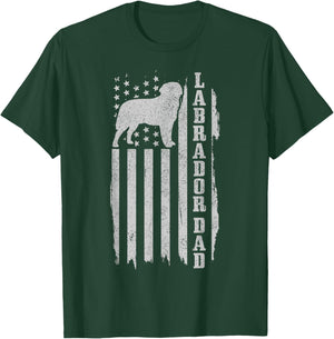 Labrador Dad Vintage American Flag T-Shirt - T-Shirt | Forest