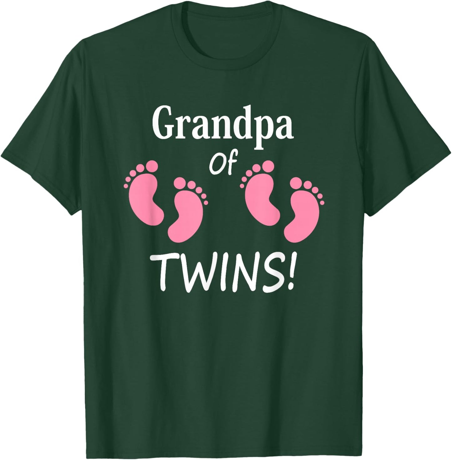 Grandpa of Twin Girls Footprint Design Grandfather T-Shirt - T-Shirt | Forest