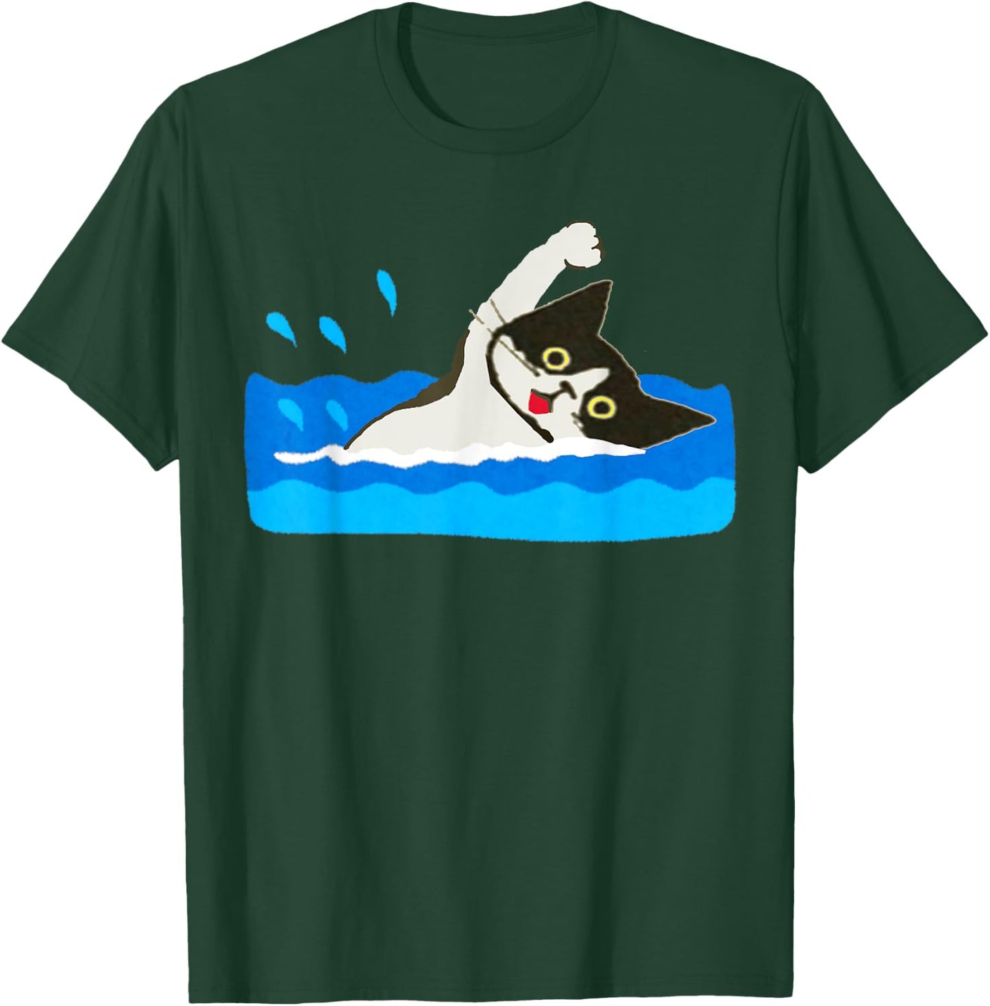 Cat Swimming Pool Women Kids T-Shirt - T-Shirt | Forest
