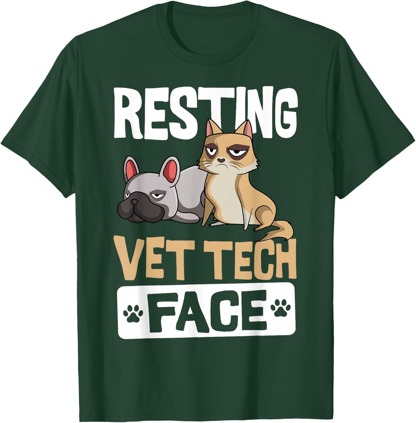 Resting Vet Tech Face Veterinary Assistant Small T-Shirt - T-Shirt | Forest