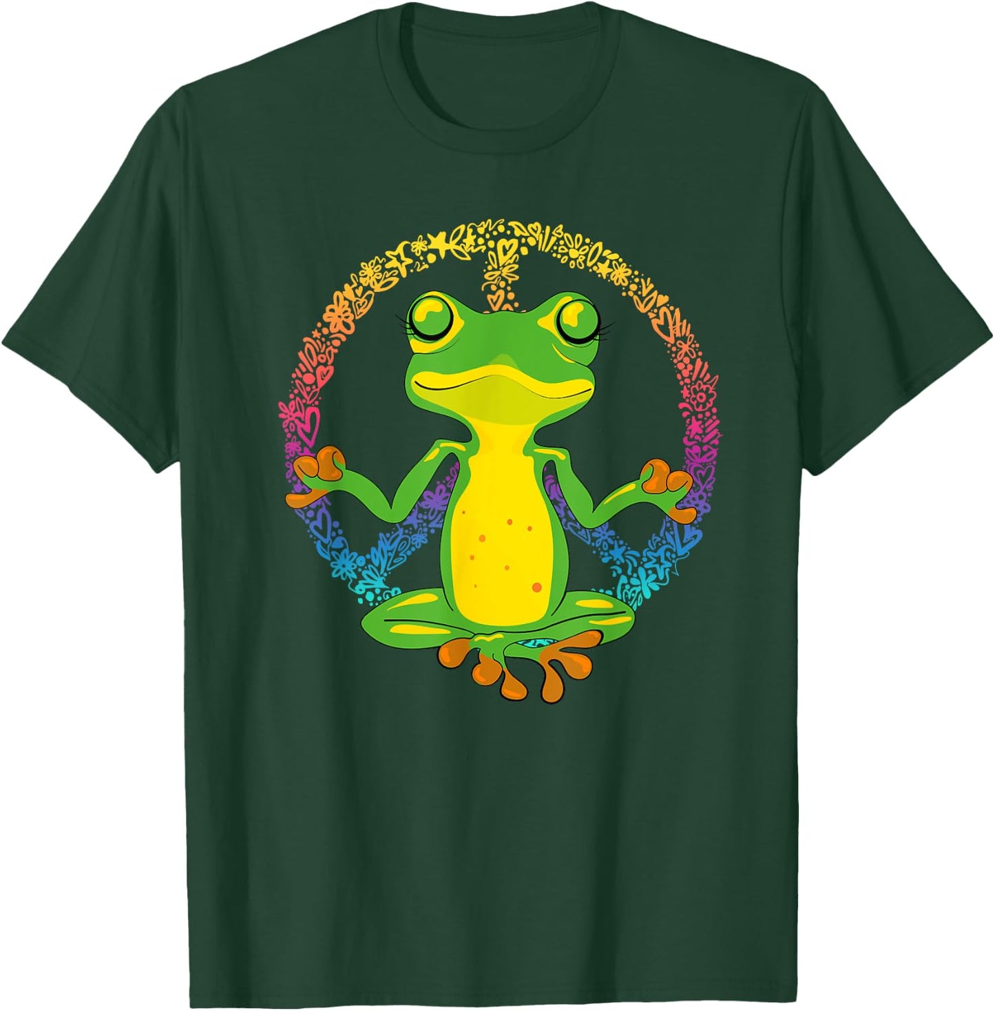 Peace Sign Yoga Frogs Cool Peace Frog Tie Dye T-Shirt - T-Shirt | Forest