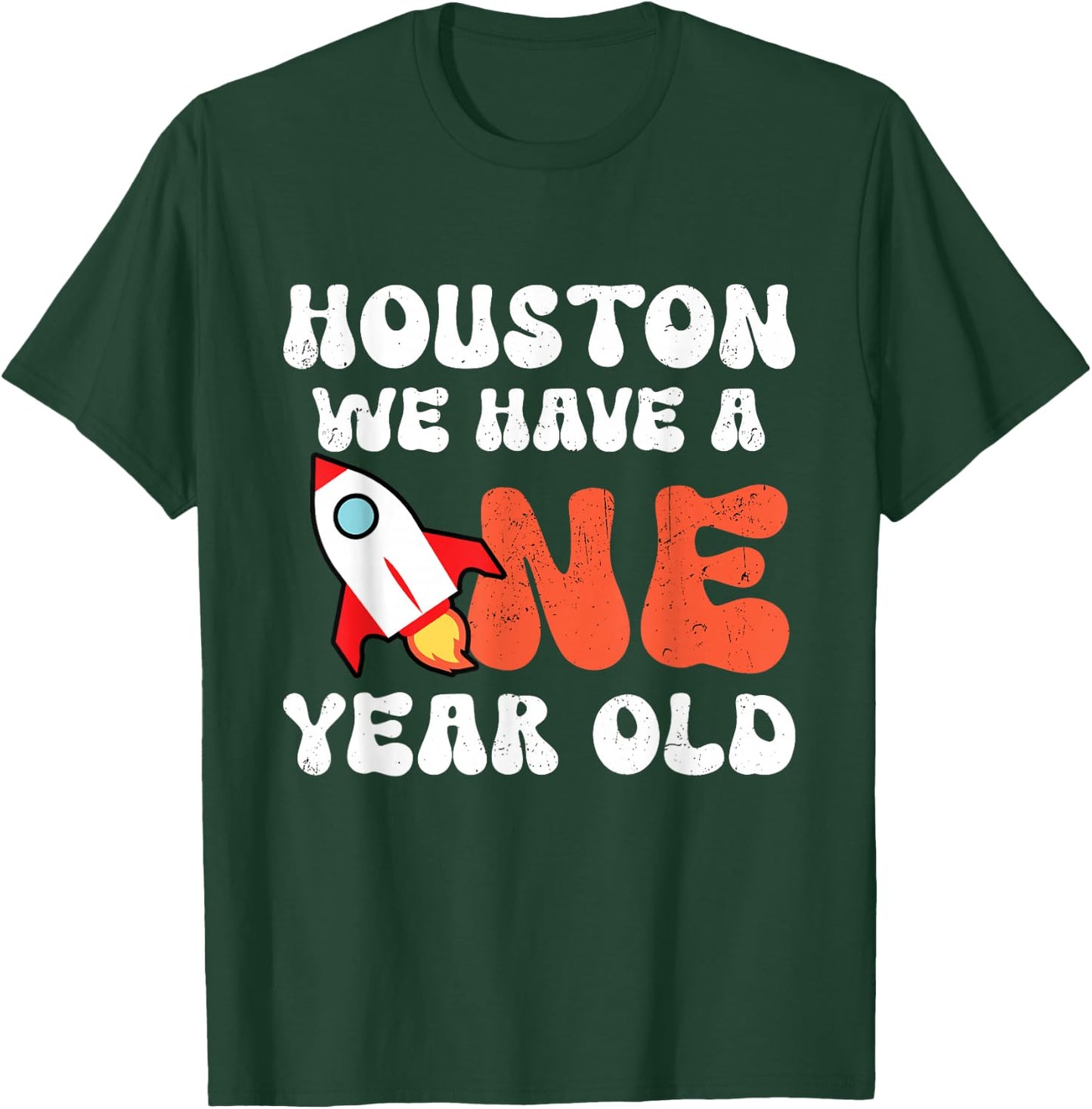 Retro Houston We Have A One Year Old 1st Birthday Astronaut T-Shirt - T-Shirt | Forest