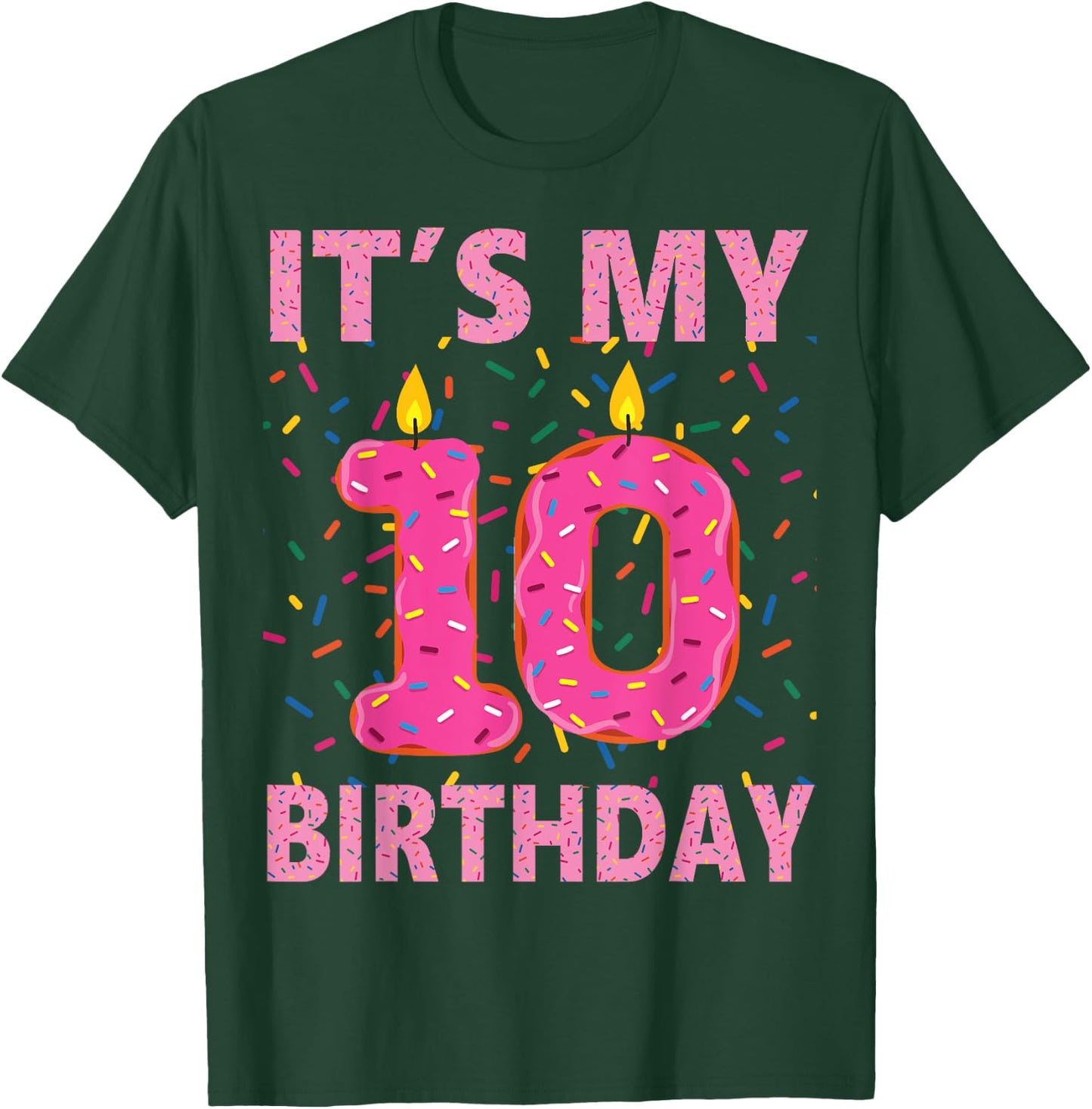 Kids Sweet donut It's My 10th Birthday Shirt 10 Yrs Old Gift T-Shirt - T-Shirt | Forest