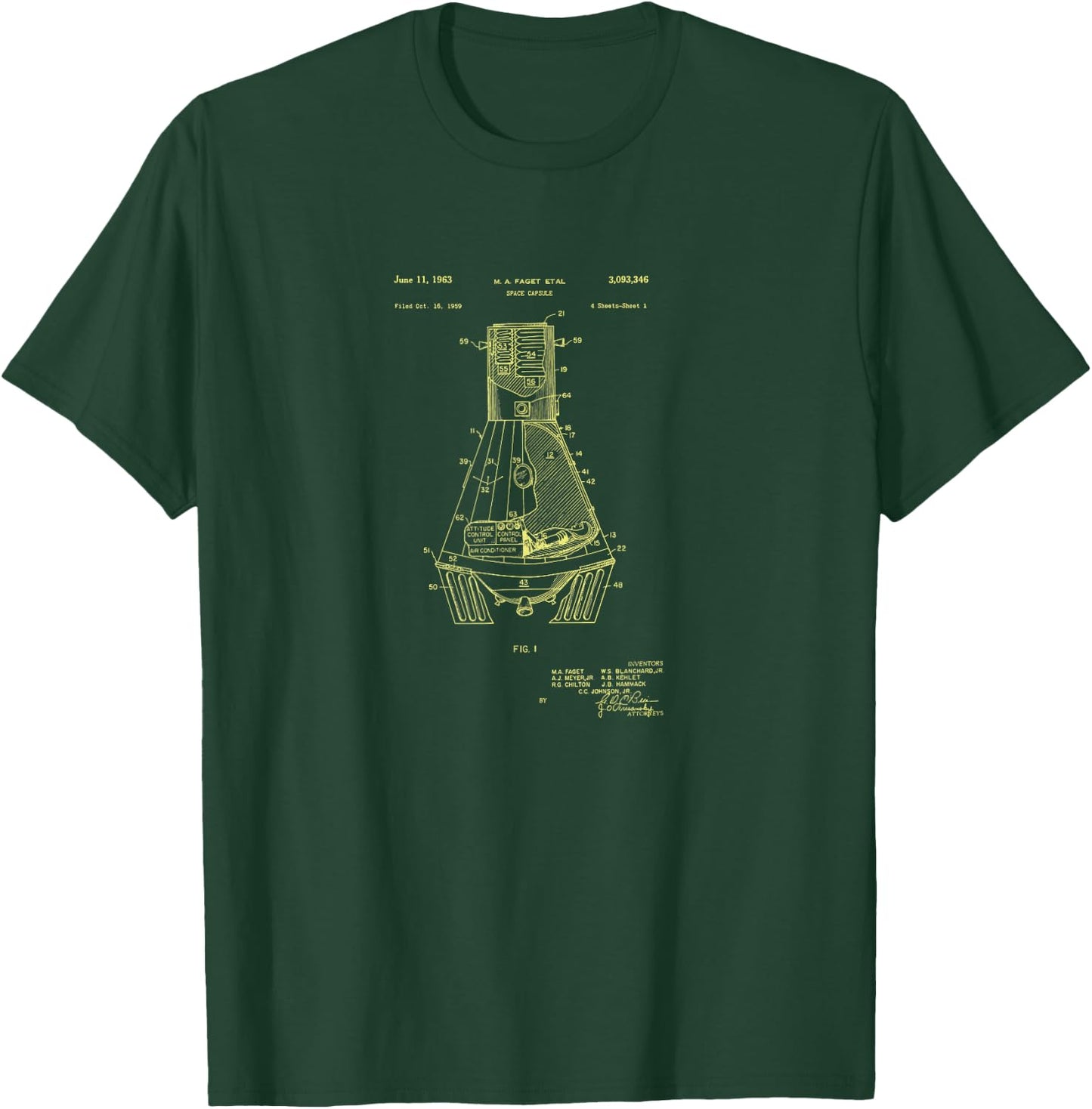 Gemini Rocket Capsule Patent Shirt Space Exploration T-Shirt - T-Shirt | Forest