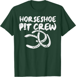 Horseshoe Pit Crew Funny Horse Shoe Pitching Men Women Kids T-Shirt - T-Shirt | Forest