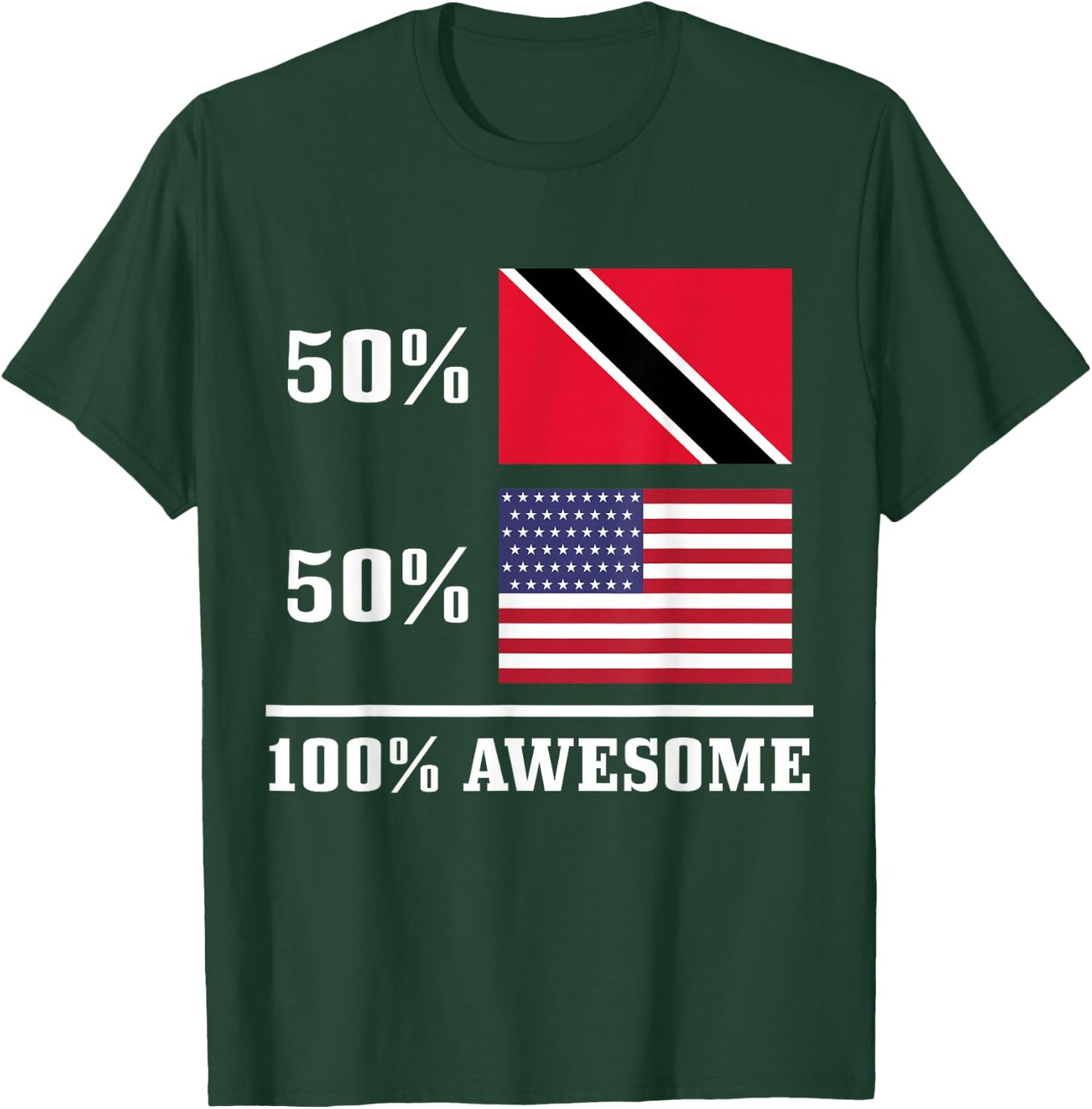 50% Trinidad & Tobago 50% USA American Flag Pride T-Shirt - T-Shirt | Forest