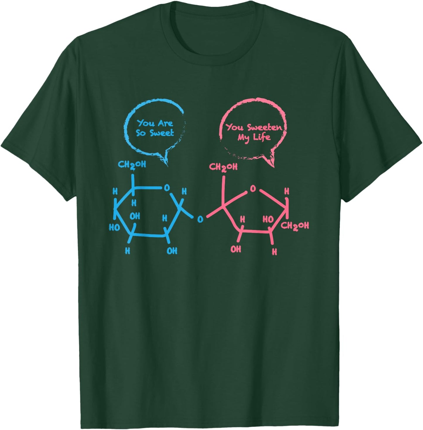 Funny Biochemistry Shirt Sucrose And Glucose Molecules T-Shirt - T-Shirt | Forest
