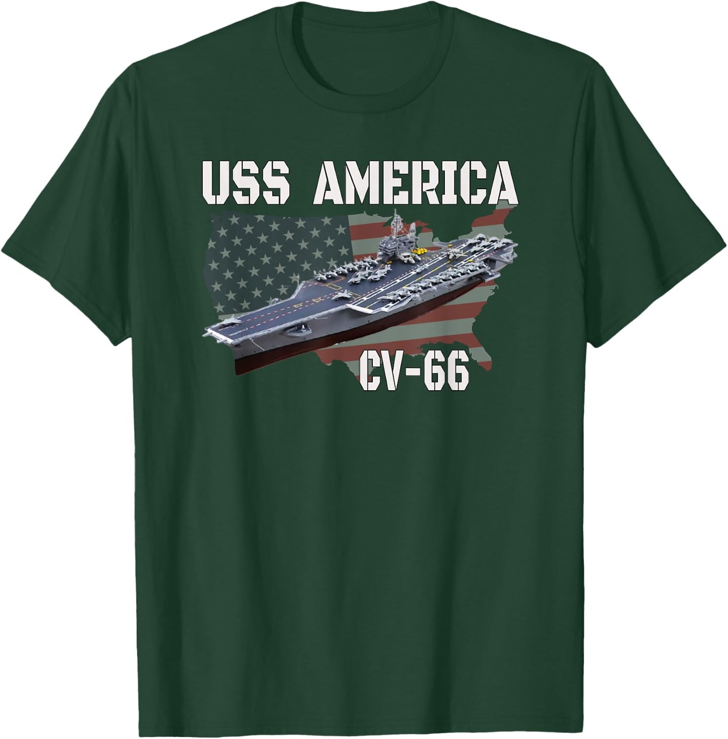 USS America CV-66 Aircraft Carrier Veterans Day T-Shirt - T-Shirt | Forest
