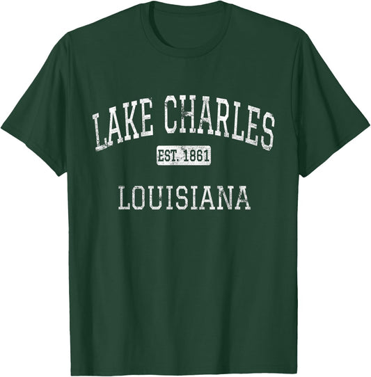 Lake Charles Louisiana LA Vintage T-Shirt - T-Shirt | Forest