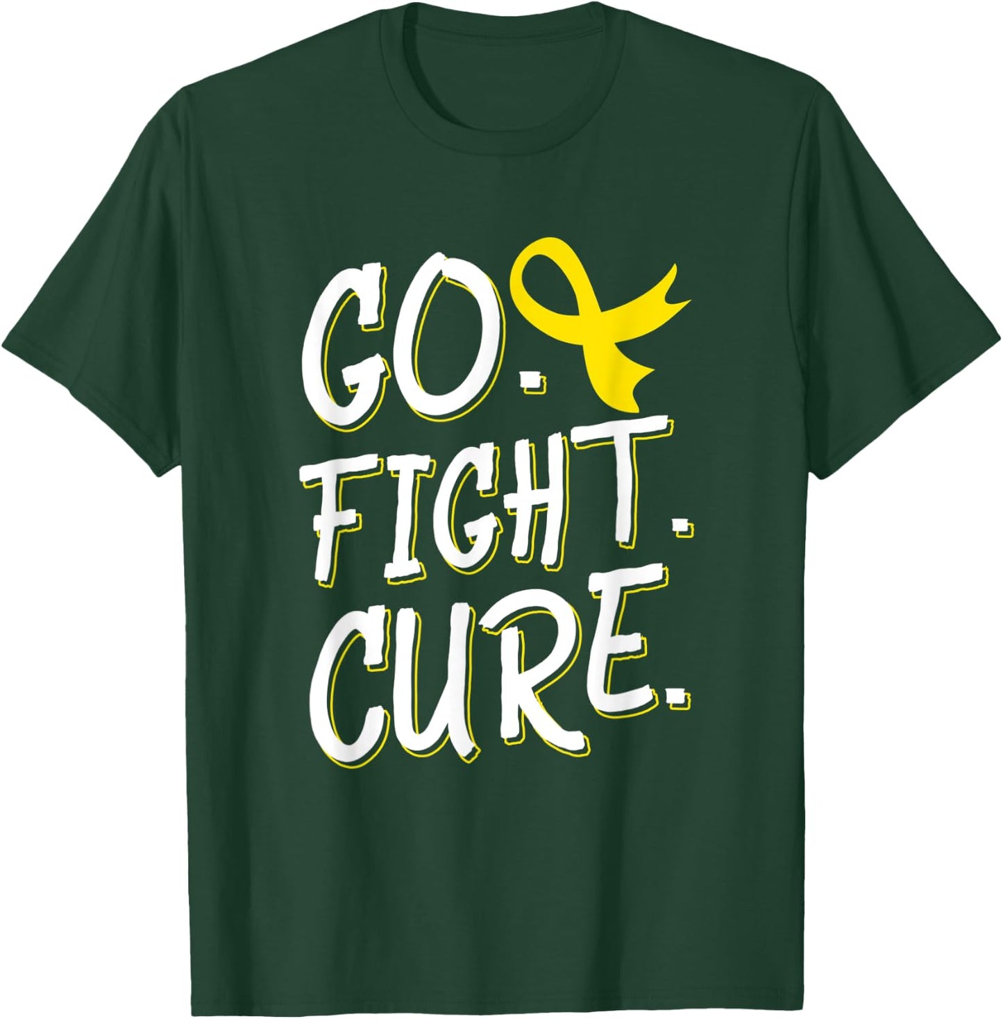 Go Fight Cure Childhood Cancer Gold Ribbon Awareness T-Shirt - T-Shirt | Forest