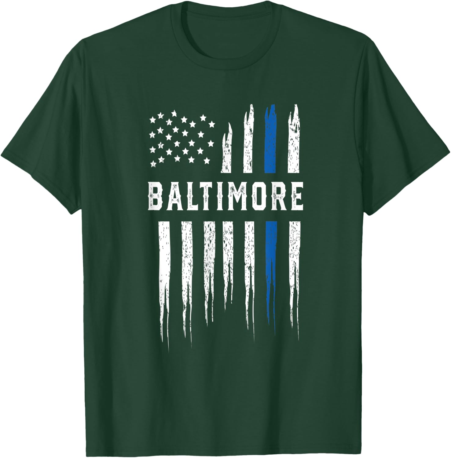 Thin Blue Line Heart Baltimore Police Officer Maryland Cops T-Shirt - T-Shirt | Forest