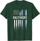 Thin Blue Line Heart Baltimore Police Officer Maryland Cops T-Shirt - T-Shirt | Forest