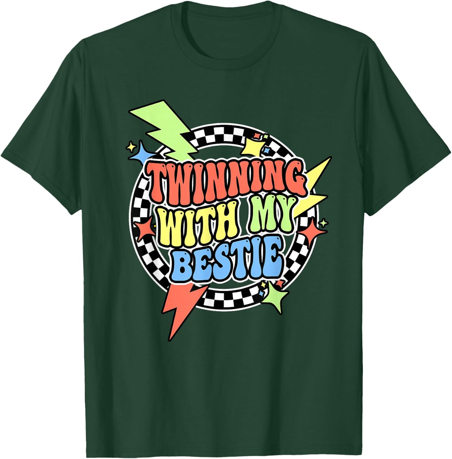 Retro Twinning With My Bestie Shirt Twin Day Friend BFF T-Shirt - T-Shirt | Forest