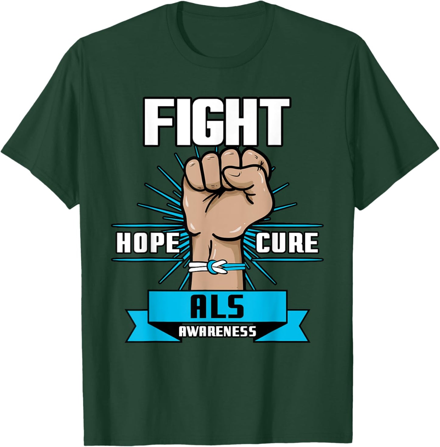 Fight Hope Cure ALS Awereness Motor Neurone Disease Blue T-Shirt - T-Shirt | Forest