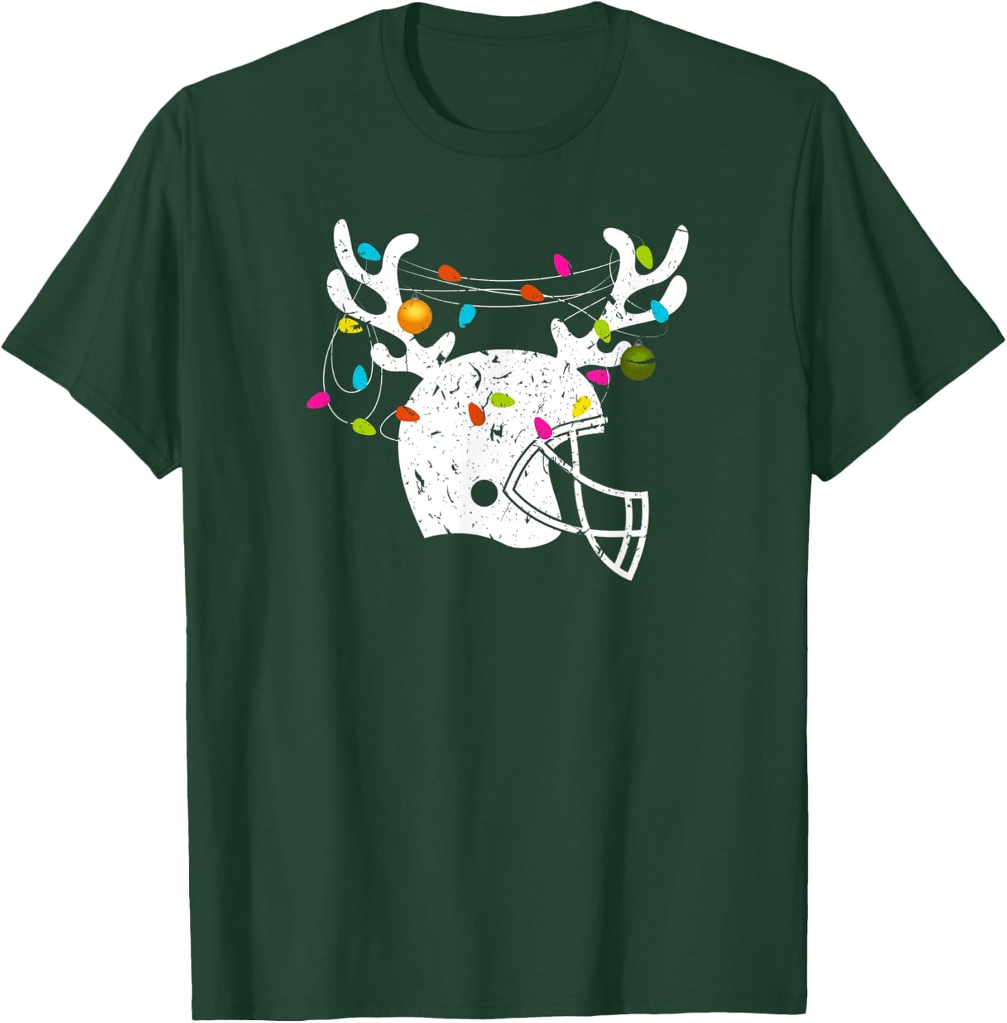 Christmas Football Helmet Men Boys Xmas T-Shirt - T-Shirt | Forest