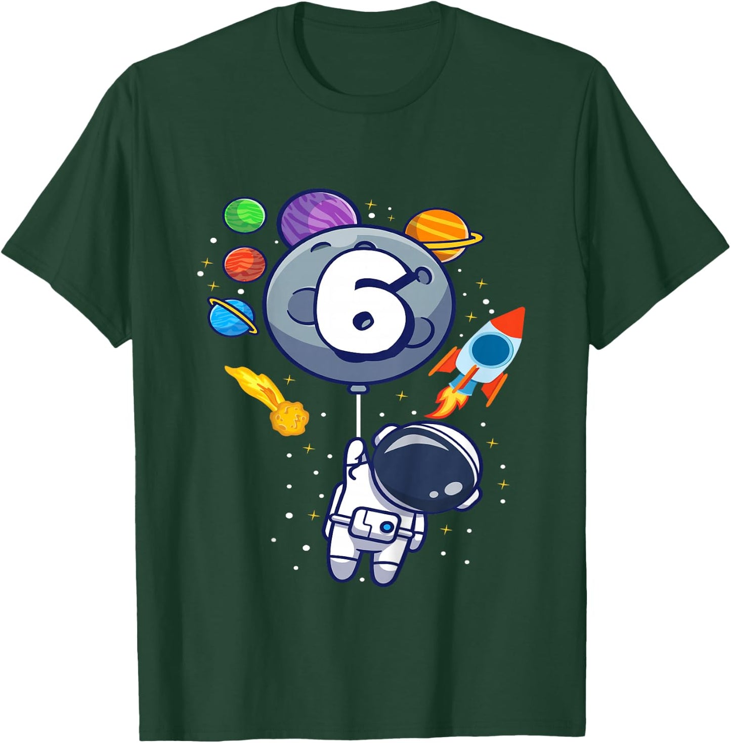 6th Birthday Astronaut 6 Year Old Birthday Boy T-Shirt - T-Shirt | Forest