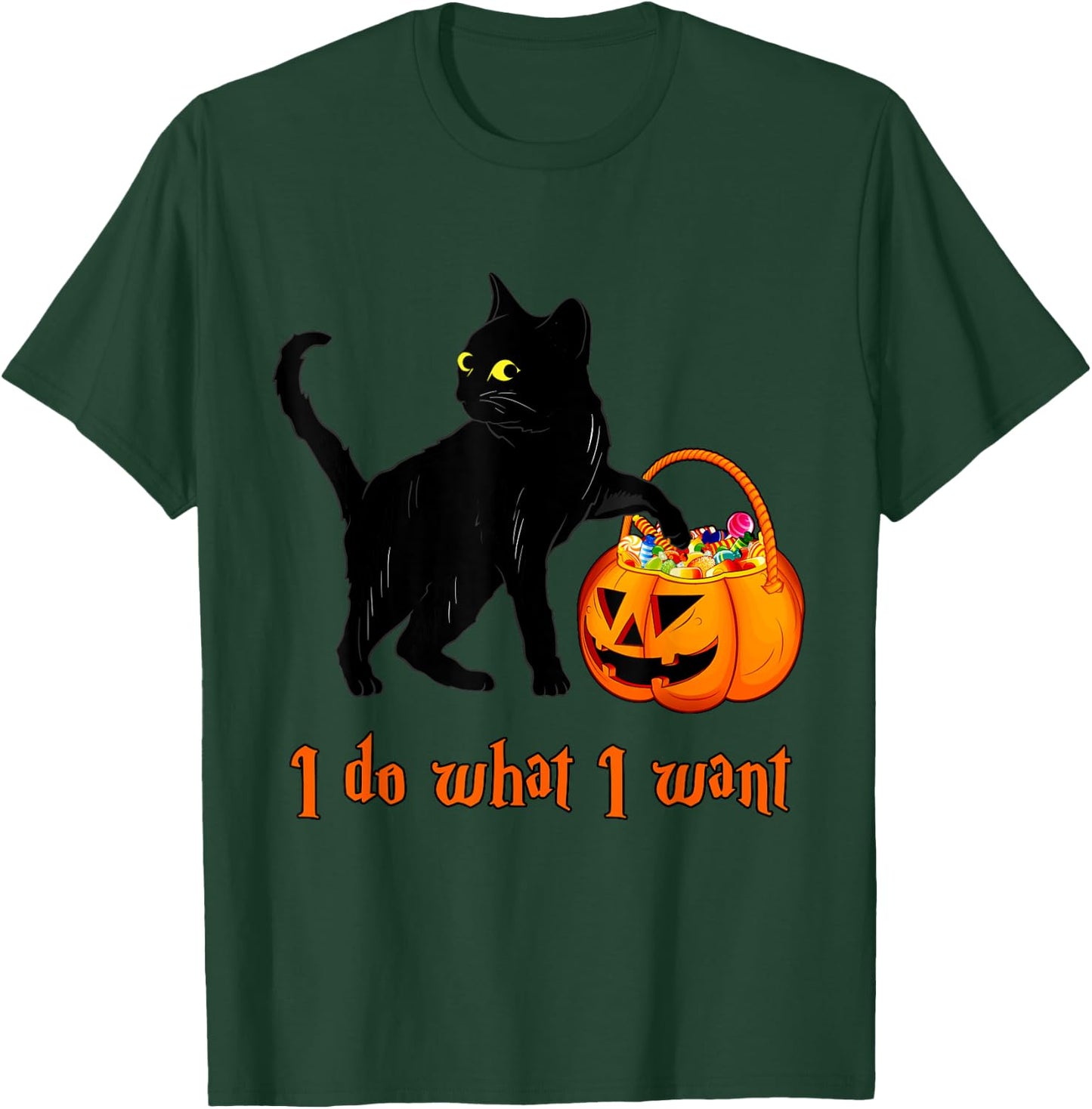 Cat I Do What I Want Halloween Candy Pumpkin Bag Black Cat T-Shirt - T-Shirt | Forest