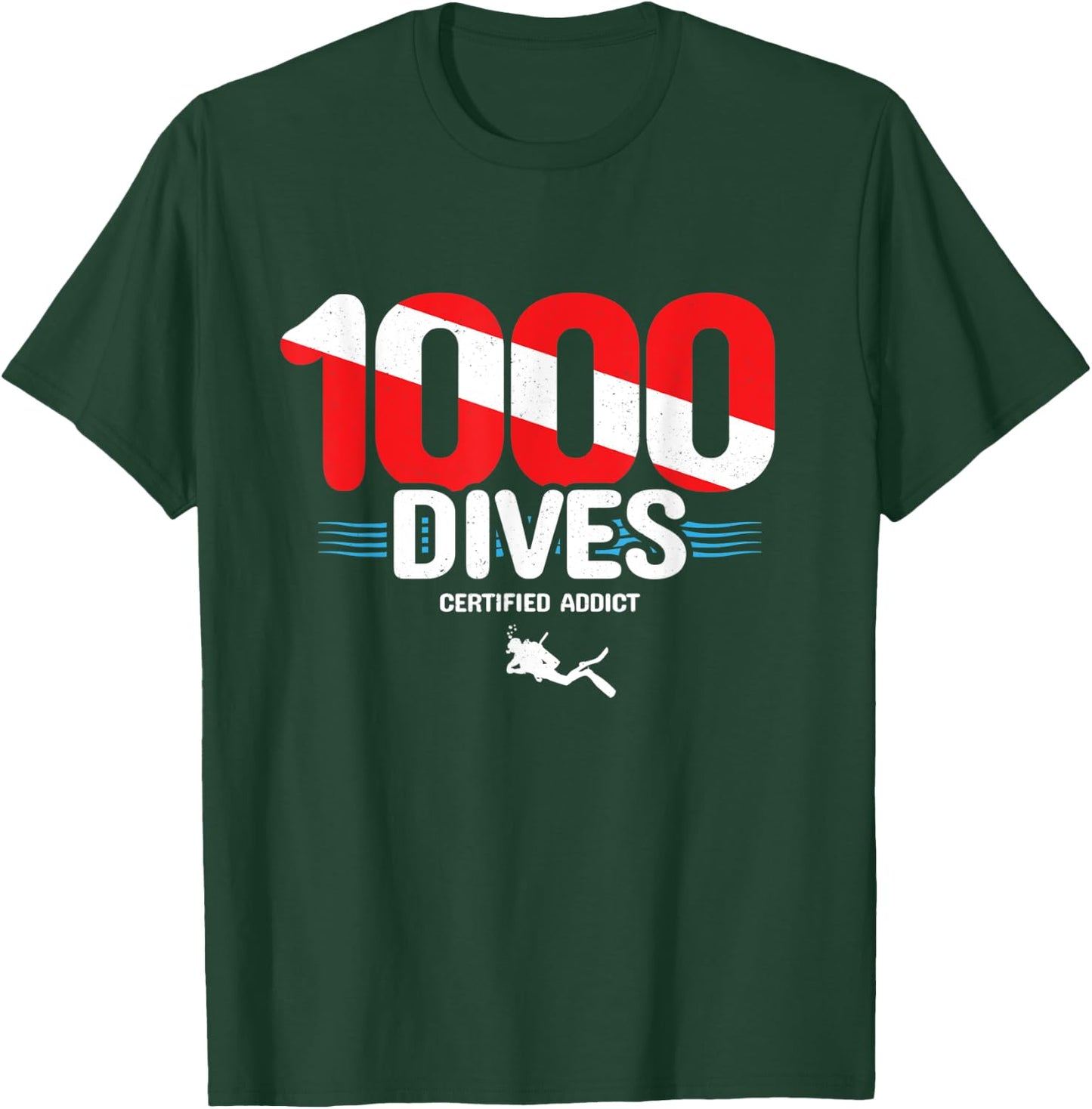 1000th Dive - Diver Down Flag - Scuba Diving T-Shirt - T-Shirt | Forest