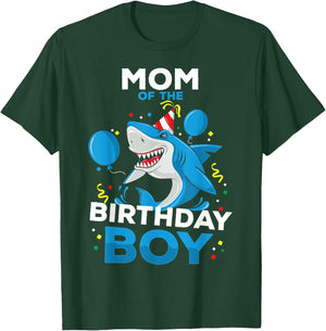 Mom of The Birthday Boy Shark Ocean Theme Matching Family T-Shirt - T-Shirt | Forest