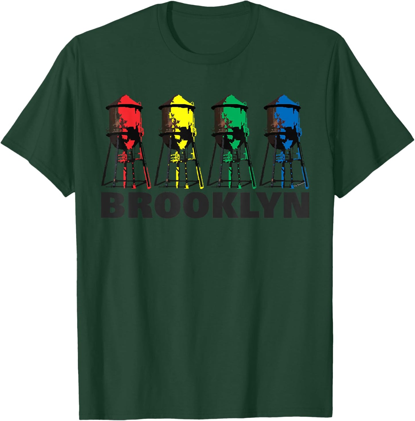 City-Souvenirs Brooklyn Water Tower , Men's -Adults Grey , Small, Classic Fit, , Short Sleeve T-Shirt - T-Shirt | Forest