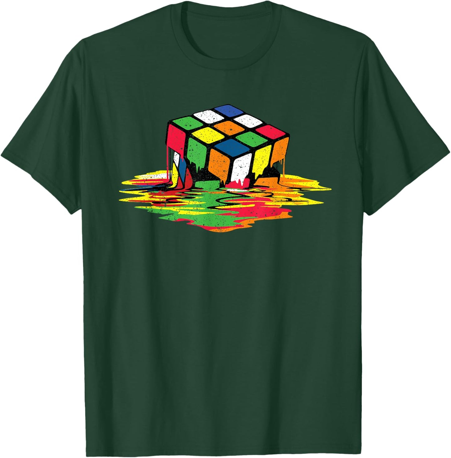 Melting Puzzle Cube Retro Speed Cubing 80's Vintage Toy T-Shirt - T-Shirt | Forest